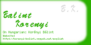 balint korenyi business card